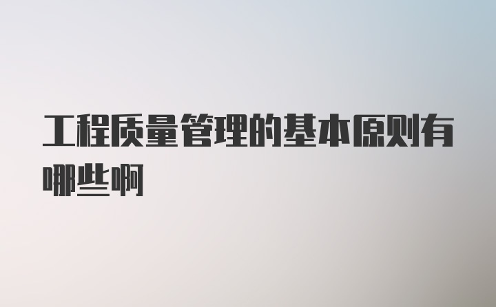 工程质量管理的基本原则有哪些啊