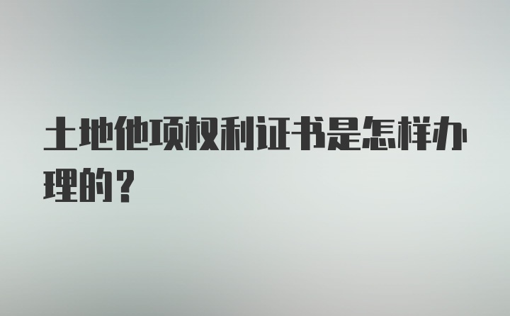 土地他项权利证书是怎样办理的？