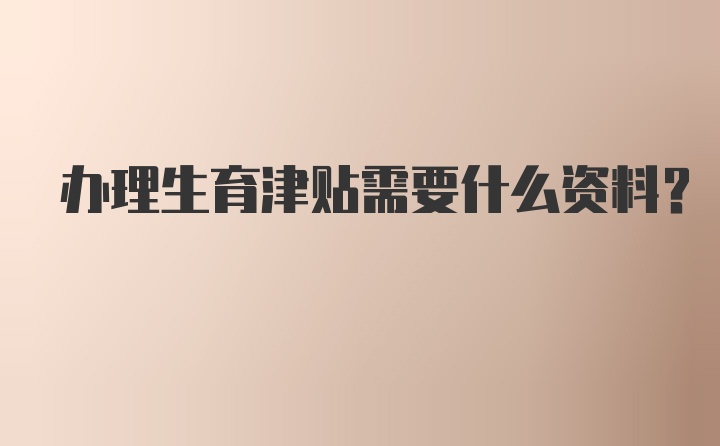 办理生育津贴需要什么资料？