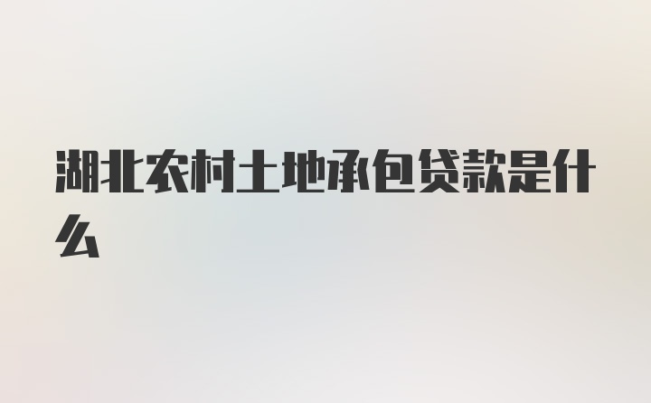 湖北农村土地承包贷款是什么