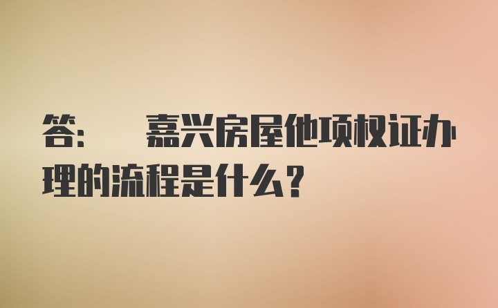 答: 嘉兴房屋他项权证办理的流程是什么？