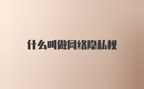 什么叫做网络隐私权