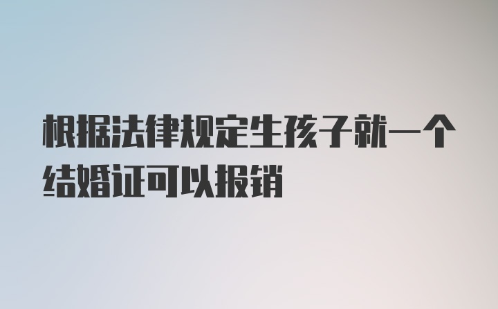 根据法律规定生孩子就一个结婚证可以报销