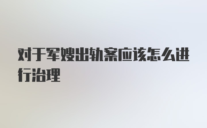 对于军嫂出轨案应该怎么进行治理