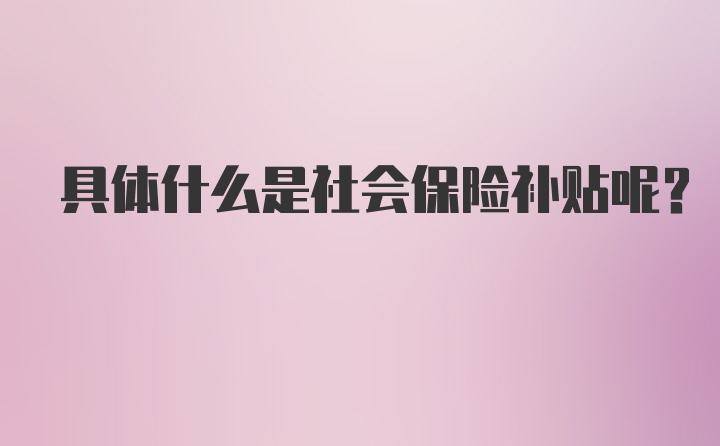 具体什么是社会保险补贴呢？