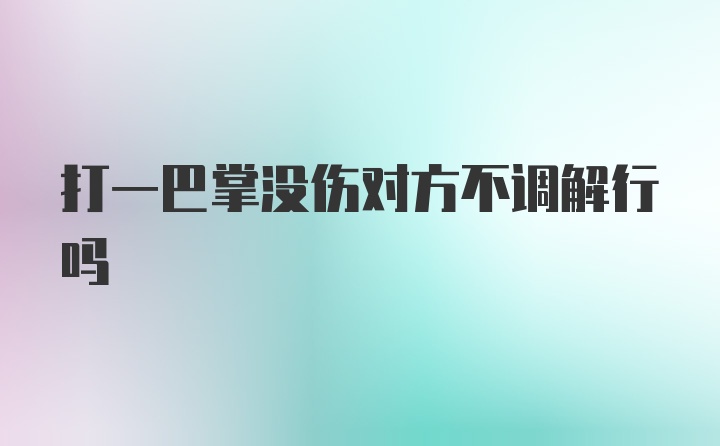 打一巴掌没伤对方不调解行吗