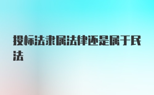 投标法隶属法律还是属于民法