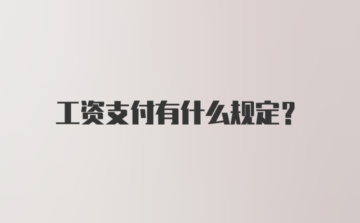 工资支付有什么规定？