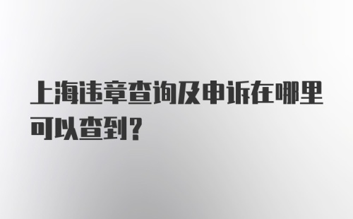 上海违章查询及申诉在哪里可以查到？