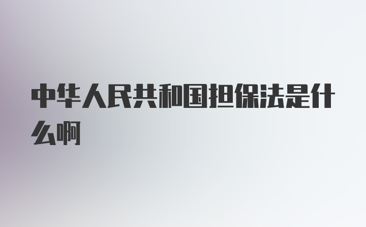 中华人民共和国担保法是什么啊