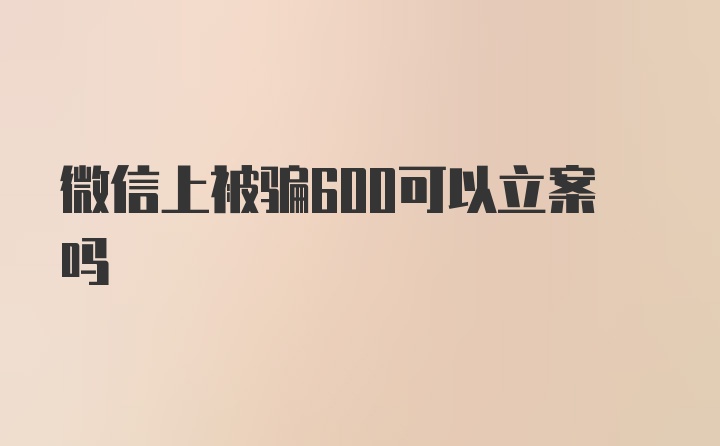 微信上被骗600可以立案吗