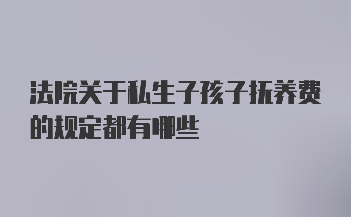 法院关于私生子孩子抚养费的规定都有哪些