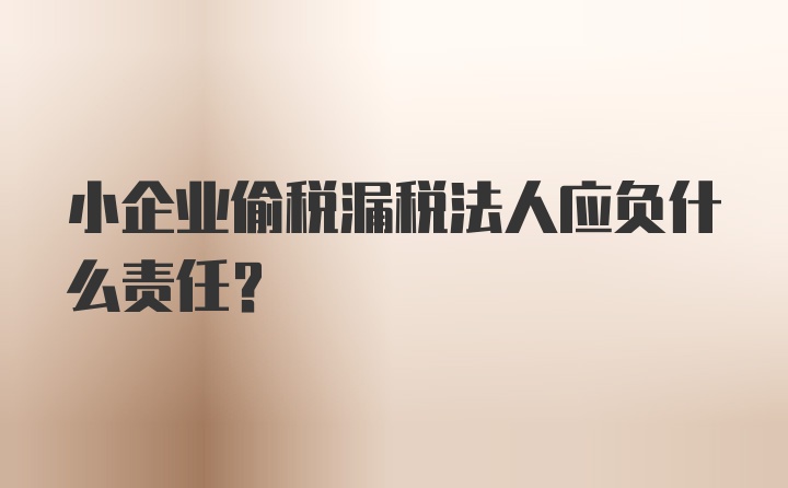 小企业偷税漏税法人应负什么责任?