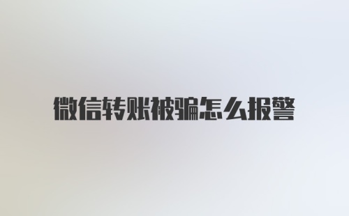 微信转账被骗怎么报警