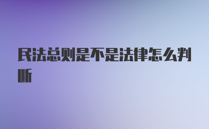 民法总则是不是法律怎么判断