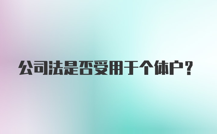 公司法是否受用于个体户？