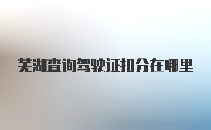 芜湖查询驾驶证扣分在哪里