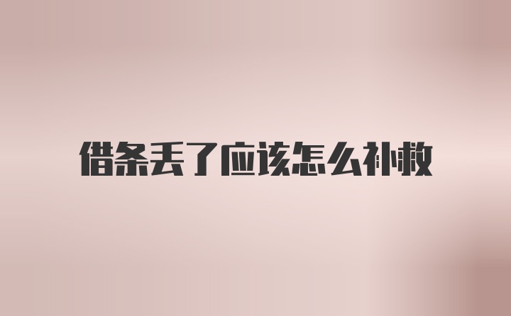 借条丢了应该怎么补救