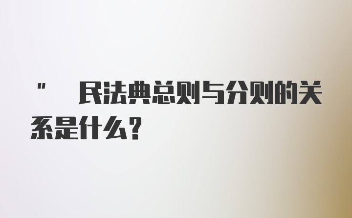 " 民法典总则与分则的关系是什么?