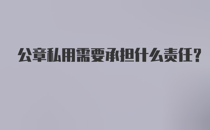 公章私用需要承担什么责任？