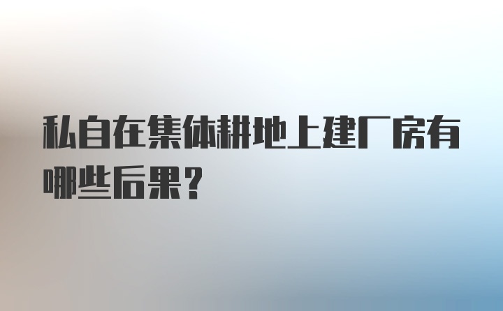 私自在集体耕地上建厂房有哪些后果?