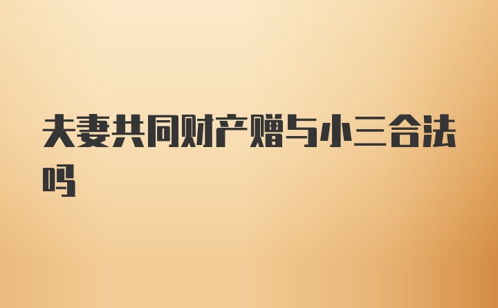 夫妻共同财产赠与小三合法吗