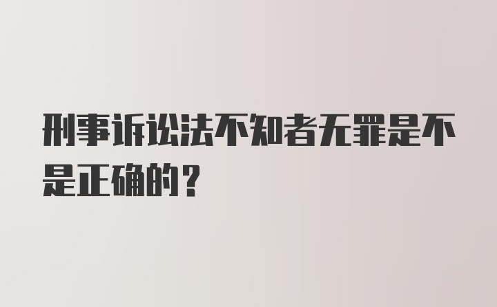 刑事诉讼法不知者无罪是不是正确的？