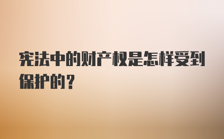 宪法中的财产权是怎样受到保护的？