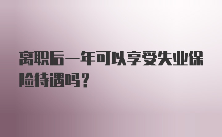 离职后一年可以享受失业保险待遇吗?