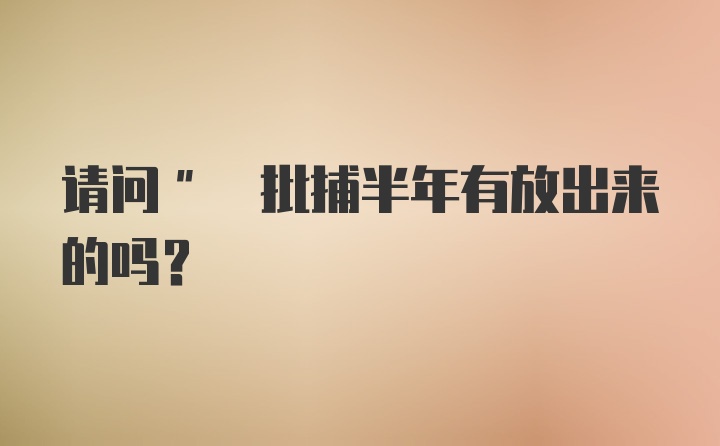 请问" 批捕半年有放出来的吗？