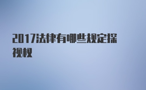 2017法律有哪些规定探视权