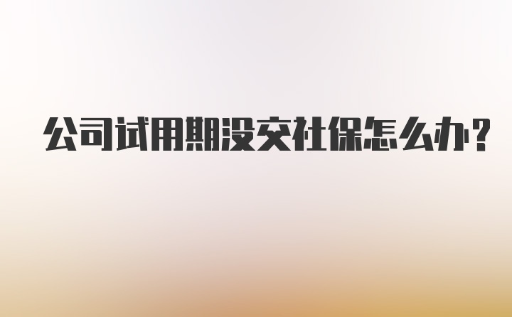 公司试用期没交社保怎么办？