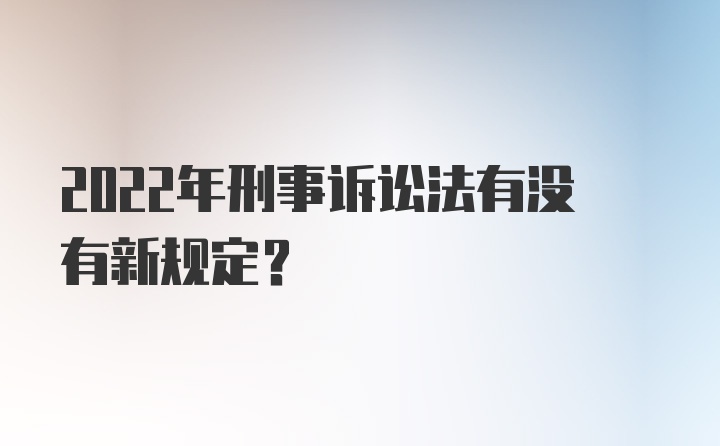 2022年刑事诉讼法有没有新规定？