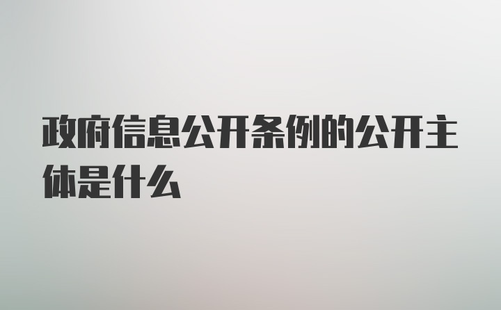 政府信息公开条例的公开主体是什么