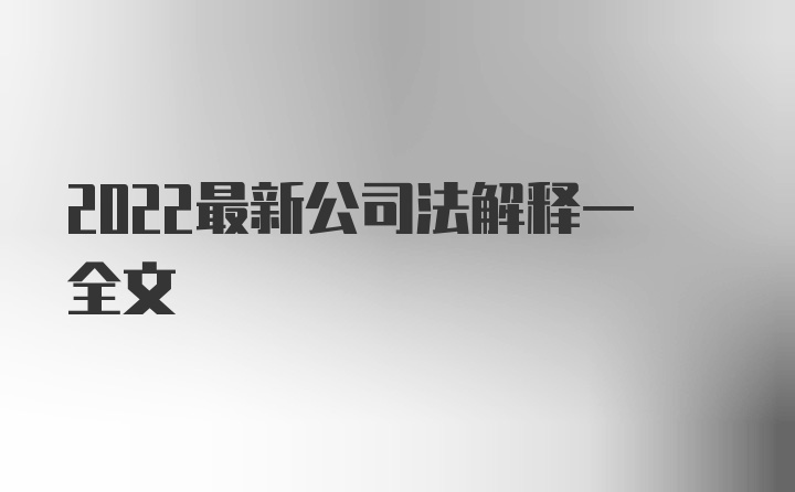 2022最新公司法解释一全文