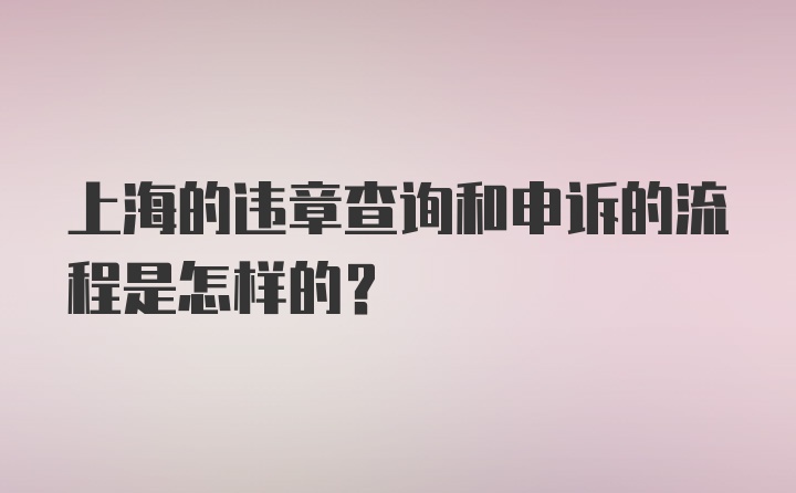 上海的违章查询和申诉的流程是怎样的？