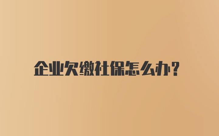 企业欠缴社保怎么办？