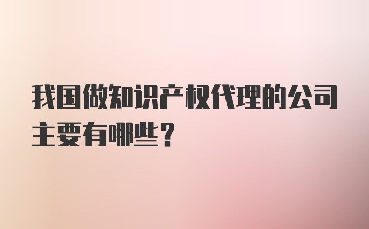 我国做知识产权代理的公司主要有哪些？