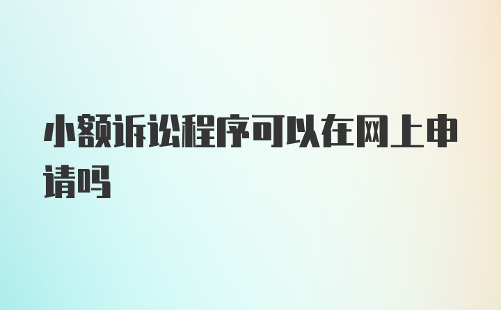 小额诉讼程序可以在网上申请吗