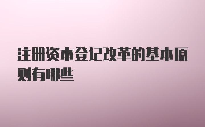 注册资本登记改革的基本原则有哪些