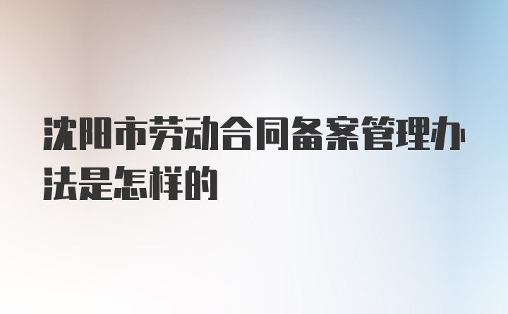 沈阳市劳动合同备案管理办法是怎样的