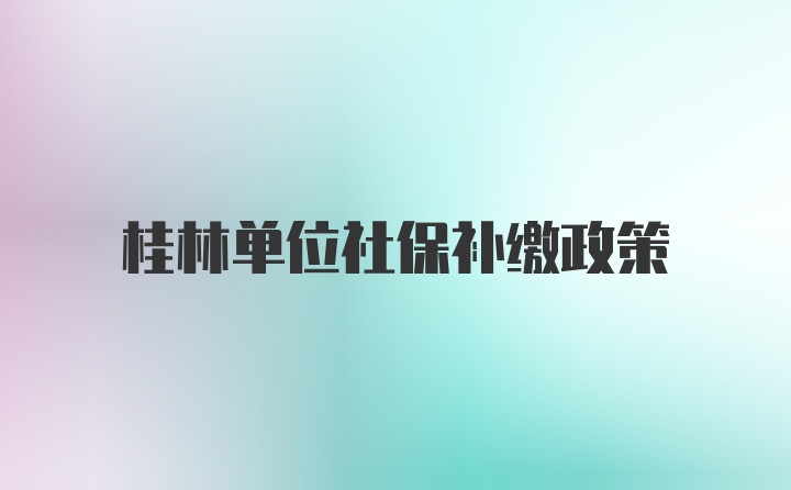 桂林单位社保补缴政策