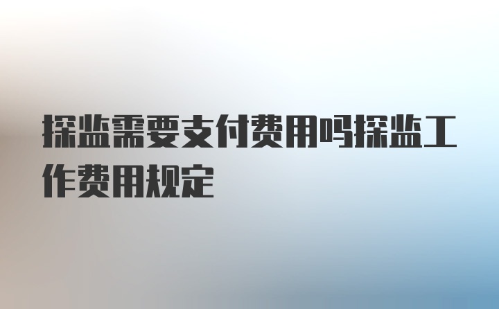 探监需要支付费用吗探监工作费用规定