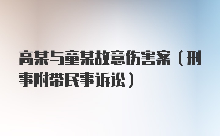 高某与童某故意伤害案(刑事附带民事诉讼)