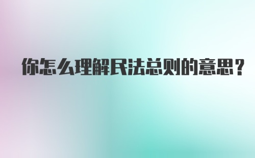 你怎么理解民法总则的意思？