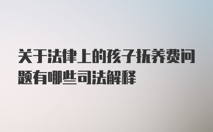 关于法律上的孩子抚养费问题有哪些司法解释