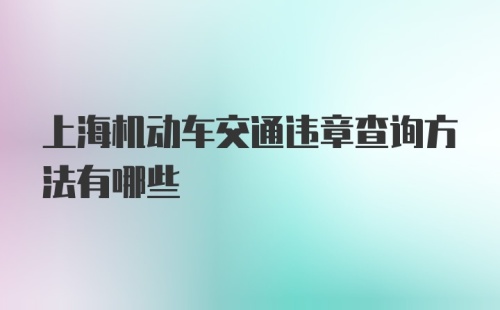 上海机动车交通违章查询方法有哪些