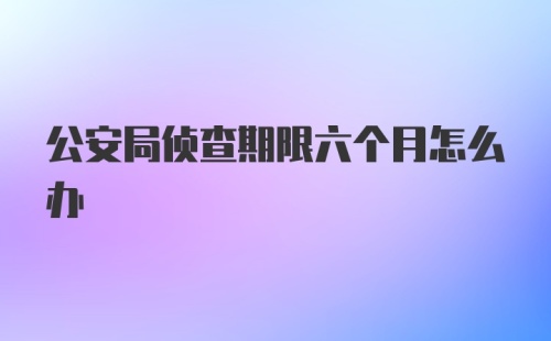 公安局侦查期限六个月怎么办