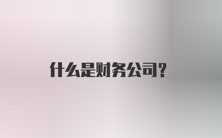 什么是财务公司?