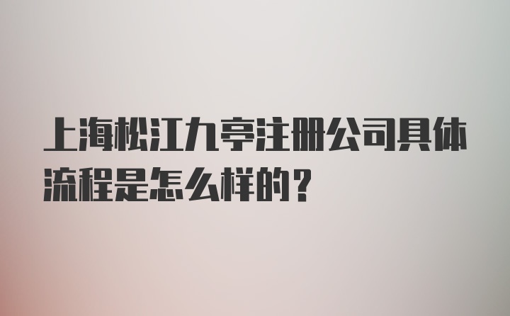 上海松江九亭注册公司具体流程是怎么样的？